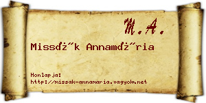 Missák Annamária névjegykártya